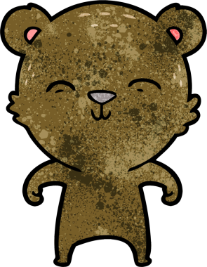 Bir insan tarafından çizilmiş mutlu çizgi film ayısı.