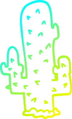 Bir insan tarafından çizilen kaktüsün soğuk gradyan çizgisi.