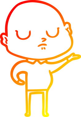 Bir insan tarafından çizilmiş kel bir adamın sıcak çizgi çizimi.