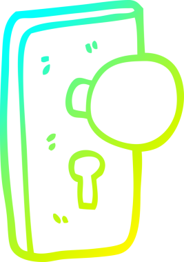 Bir insan tarafından çizilmiş bir çizgi film kapı kolunun soğuk gradyan çizimi