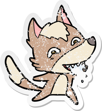 Bir insan tarafından çizilmiş aç bir kurdun sıkıntılı çıkartması.