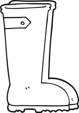 Bir insan tarafından çizilmiş Wellington çizmeleri