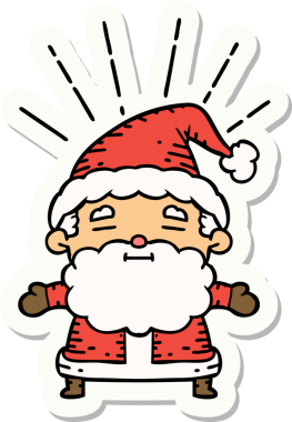 Bir insan tarafından çizilmiş dövme stili Noel Baba karakterinin çıkartması.