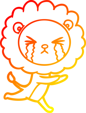 Bir insan tarafından çizilmiş, ağlayan bir aslanın çizgi çizimi.