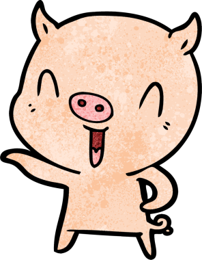 Bir insan tarafından çizilmiş mutlu çizgi film domuzu.