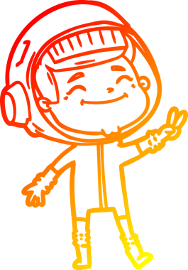 Bir insan tarafından çizilmiş mutlu bir astronotun sıcak çizgi çizimi