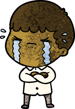 Bir insan tarafından çizilmiş ağlayan çizgi film adamı.