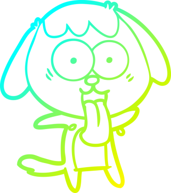 Bir insan tarafından çizilmiş şirin bir çizgi köpeğin soğuk gradyan çizgisi.