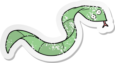 Bir insan tarafından çizilmiş çizgi film yılanının sıkıntılı çıkartması.