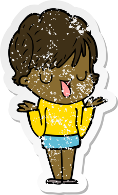 Bir insan tarafından çizilmiş karikatür kadının sıkıntılı çıkartması.