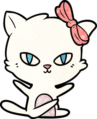 Bir insan tarafından çizilmiş sevimli çizgi film kedisi.