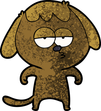 Bir insan tarafından çizilmiş, sıkılmış bir köpek.