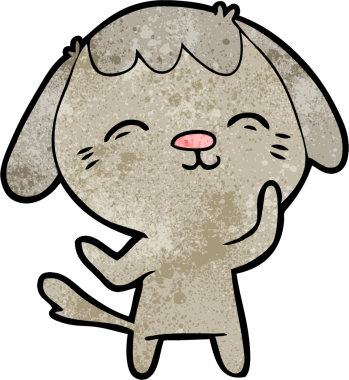 Bir insan tarafından çizilmiş mutlu çizgi film köpeği.