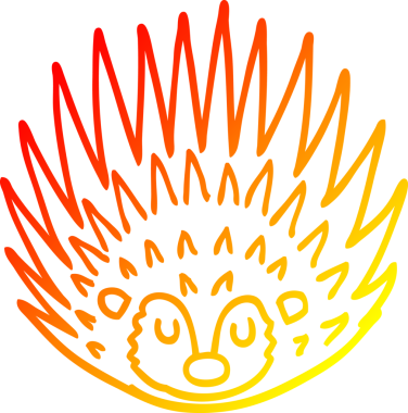 Bir insan tarafından çizilmiş sivri dikenli kirpinin sıcak çizgi çizimi