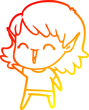 Bir insan tarafından çizilmiş çizgi film karakteri bir elf kızı çizimi