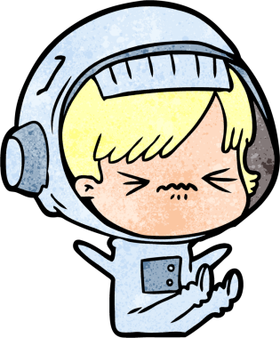 Çizgi filmdeki uzay kızı bir insan tarafından çizilmiş öfke nöbeti geçiriyor.