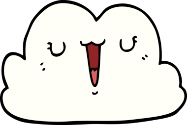 Bir insan tarafından çizilmiş sevimli karikatür bulutu