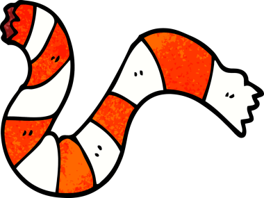 Bir insan tarafından çizilmiş çizgili karikatür eşarbı.