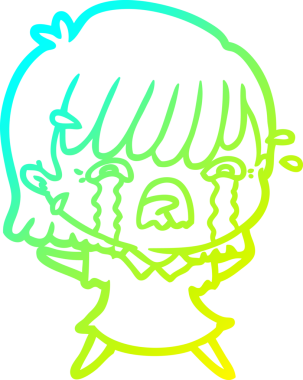 Bir insan tarafından çizilmiş ağlayan bir çizgi film kızı çizimi.