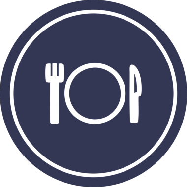 Bıçak çatalı ve bir insan tarafından çizilmiş dairesel simge.