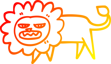 Bir insan tarafından çizilmiş kızgın bir aslanın sıcak çizgi çizimi.