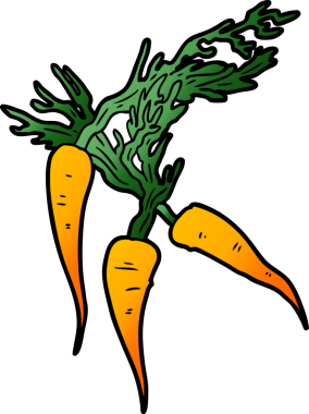 Bir insan tarafından çizilmiş havuçlar.