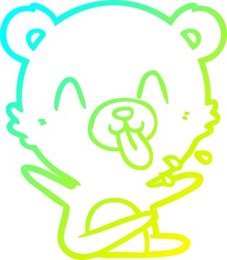 Bir insan tarafından çizilmiş dilden çıkmış kaba bir kutup ayısının soğuk çizgi çizimi.