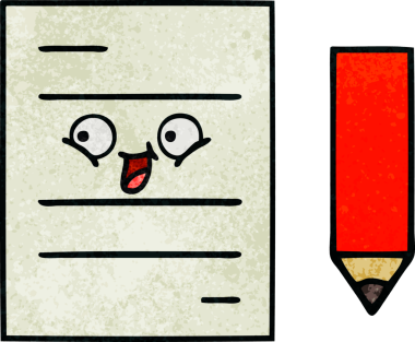 Bir insan tarafından çizilmiş bir test kağıdının retro grunge desen karikatürü