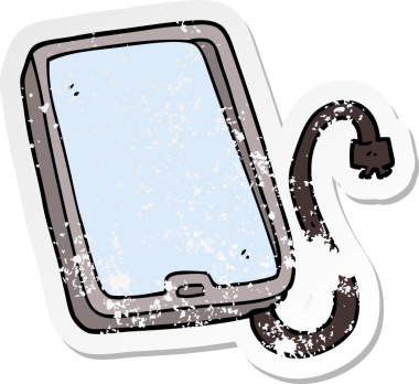 Bir insan tarafından çizilmiş karikatür tabletinin sıkıntılı çıkartması