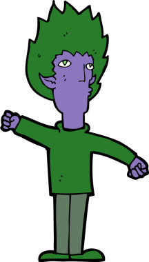 Bir insan tarafından çizilmiş vampir adam çizgi filmi.