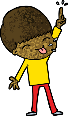 Bir insan tarafından çizilmiş mutlu çizgi film çocuğu.