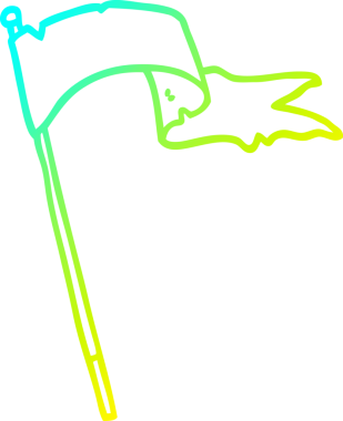 Bir insan tarafından çizilmiş beyaz bayrak sallayan bir çizgi filmin soğuk gradyan çizgisi