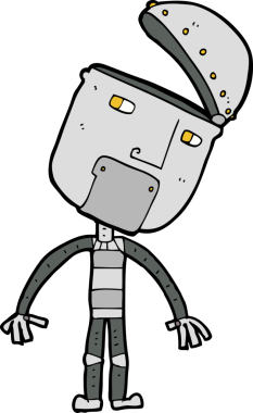 Bir insan tarafından çizilmiş çizgi film robotu