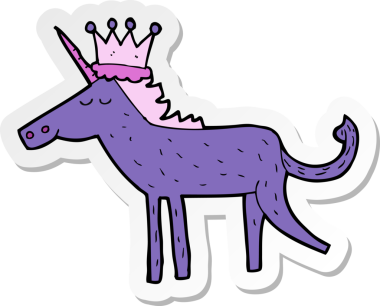 Bir insan tarafından çizilmiş tek boynuzlu atın çıkartması.