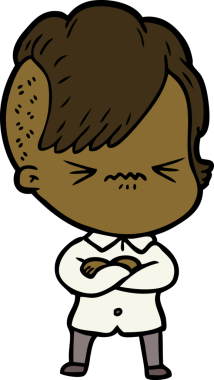 Çizgi film, bir insan tarafından çizilmiş sinirli hippi kız.