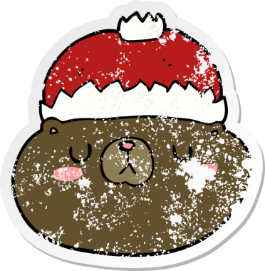 Bir insan tarafından çizilmiş karikatür noel ayısının sıkıntılı çıkartması.