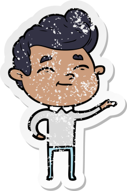 Bir insan tarafından çizilmiş mutlu bir çizgi film karakterinin sıkıntılı çıkartması.