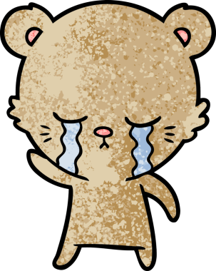 Bir insan tarafından çizilmiş ağlayan çizgi film ayısı.