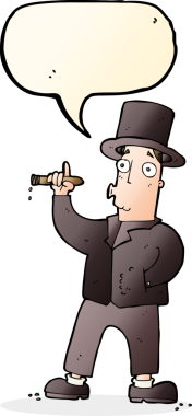 Bir insan tarafından çizilmiş konuşma balonlu sigara içen beyefendi.