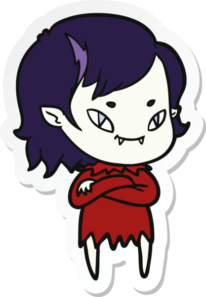 Bir insan tarafından çizilmiş, karikatür dostu vampir bir kızın çıkartması.