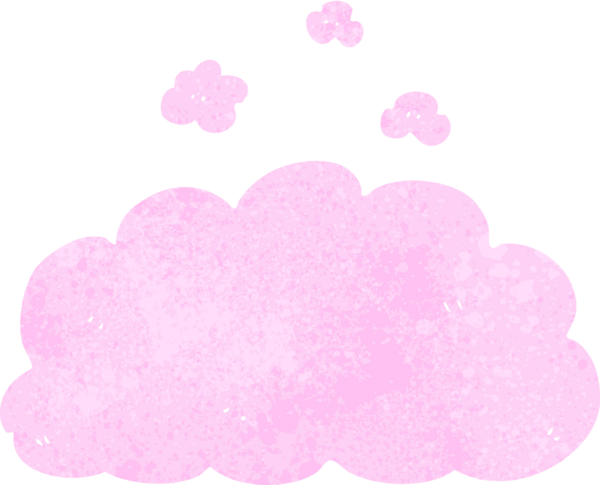 Bir insan tarafından çizilmiş tüylü pembe bir bulut.