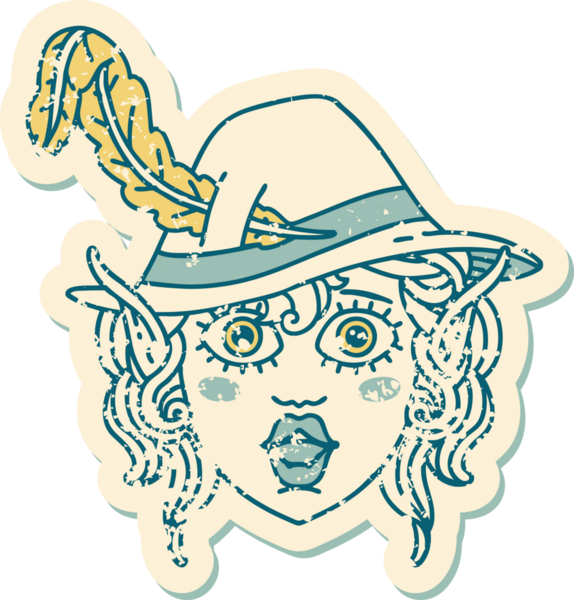 Retro Dövme Biçimi Elf karakter yüzü Bir insan tarafından çizilmiş