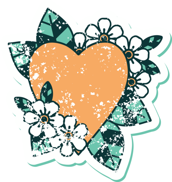 Bir insan tarafından çizilmiş botanik bir kalbin sembolik depresif dövmesi.