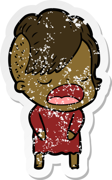 Bir insan tarafından çizilmiş havalı bir hippi kızın karikatür çıkartması.