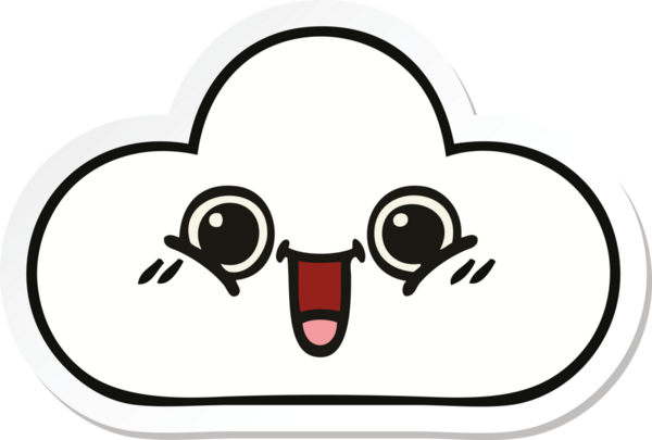Bir insan tarafından çizilmiş şirin bir karikatür bulutunun çıkartması.