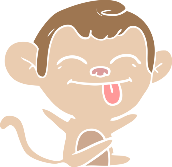 Bir insan tarafından çizilmiş komik düz renkli çizgi film maymunu