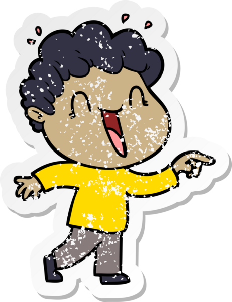 Bir insan tarafından çizilmiş mutlu bir adamın sıkıntılı çıkartması.