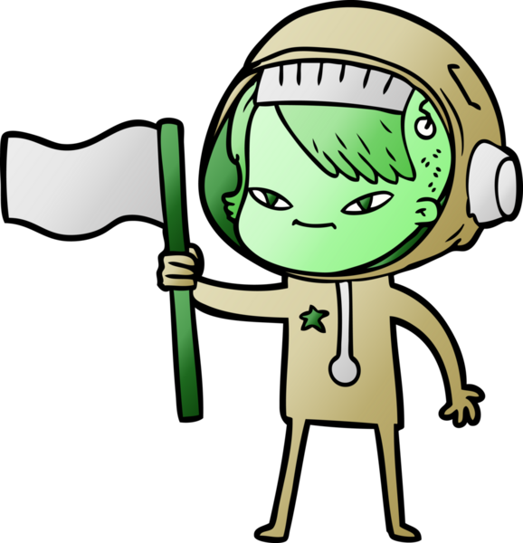 Bir insan tarafından çizilmiş astronot kadın.