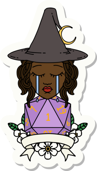 Bir insan tarafından çizilmiş doğal bir rulo ile ağlayan bir insan cadının çıkartması.