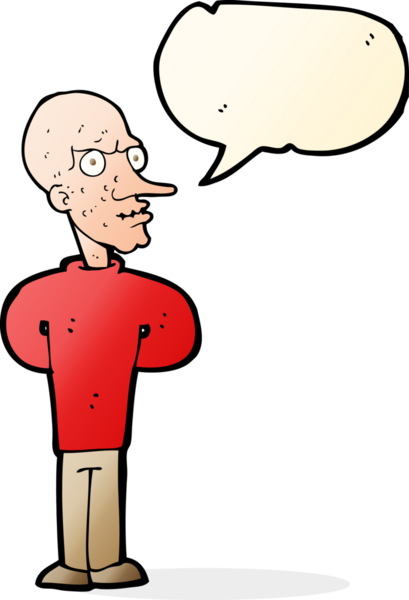 Bir insan tarafından çizilmiş konuşma balonlu kötü kel adam çizgi filmi.